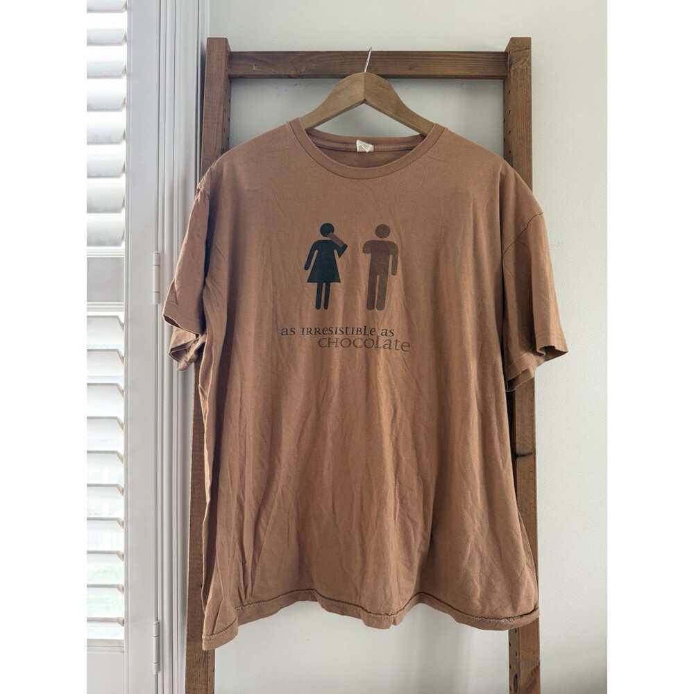 AXE Dark Temptation As Irresistible As Chocolate Promo T Shirt Mens Brown Y2K